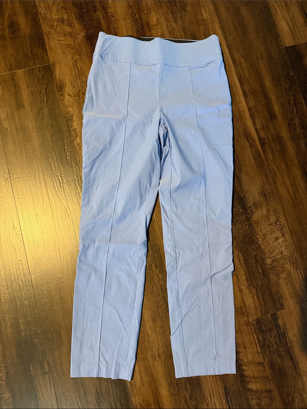 Light Blue Straight Leg Stretch Pull-On Pants